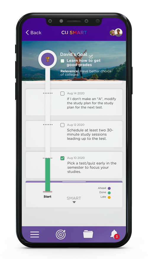 student journey steps in cell phone